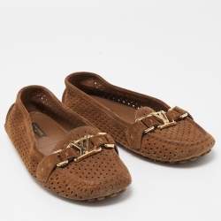 Louis Vuitton Brown Suede Oxford Loafers Size 37