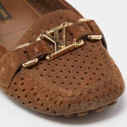 Louis Vuitton Brown Suede Oxford Loafers Size 37