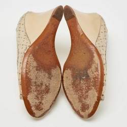 مملوكة مسبقًا Louis Vuitton Gold Leather Stand By Me Wedge Pumps Size 36.5