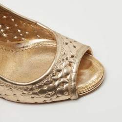 مملوكة مسبقًا Louis Vuitton Gold Leather Stand By Me Wedge Pumps Size 36.5
