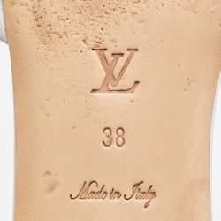 Louis Vuitton White Monogram Embossed Leather Revival Flat Slides Size 38