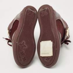 Louis Vuitton Burgundy Calf Hair and Python Leather High Top Sneakers Size 37.5