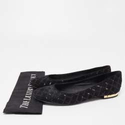 Pre Owned Louis Vuitton Black Suede Sequins Embellished Ballet Flats Size 39