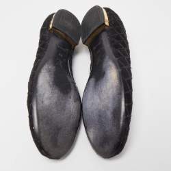 Pre Owned Louis Vuitton Black Suede Sequins Embellished Ballet Flats Size 39
