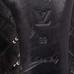 Pre Owned Louis Vuitton Black Suede Sequins Embellished Ballet Flats Size 39