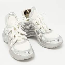 Louis Vuitton Silver/White Leather and Mesh Archlight Sneakers Size 39 