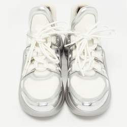 Louis Vuitton Silver/White Leather and Mesh Archlight Sneakers Size 39 