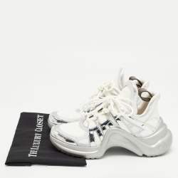 Louis Vuitton Silver/White Leather and Mesh Archlight Sneakers Size 39 