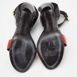 مملوكة مسبقًا Louis Vuitton Black/Red Patent Leather Ankle Strap Sandals Size 39