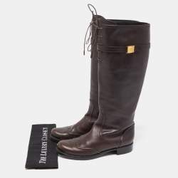 Louis Vuitton Brown Leather Knee Length Boots Size 39