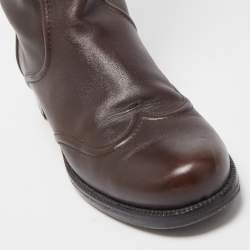 Louis Vuitton Brown Leather Knee Length Boots Size 39
