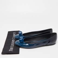 Pre Owned Louis Vuitton Blue Ombre Patent Leather Dice Ballet Flats Size 39