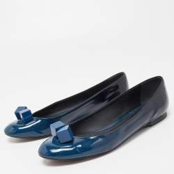 Pre Owned Louis Vuitton Blue Ombre Patent Leather Dice Ballet Flats Size 39