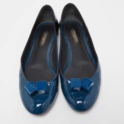 Pre Owned Louis Vuitton Blue Ombre Patent Leather Dice Ballet Flats Size 39