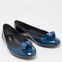 Pre Owned Louis Vuitton Blue Ombre Patent Leather Dice Ballet Flats Size 39