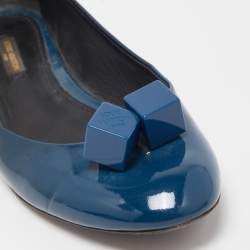 Pre Owned Louis Vuitton Blue Ombre Patent Leather Dice Ballet Flats Size 39
