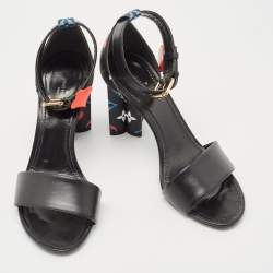 Louis Vuitton Black Canvas and Leather Ankle Strap Sandals Size 39