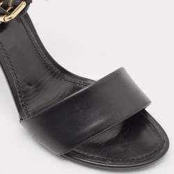 Louis Vuitton Black Canvas and Leather Ankle Strap Sandals Size 39