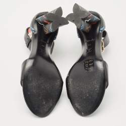 Louis Vuitton Black Canvas and Leather Ankle Strap Sandals Size 39