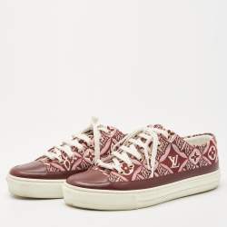 Louis Vuitton Burgundy Leather and Canvas Stellar Low Top Sneakers Size 38.5