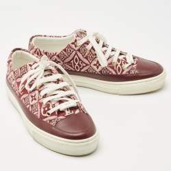 Louis Vuitton Burgundy Leather and Canvas Stellar Low Top Sneakers Size 38.5