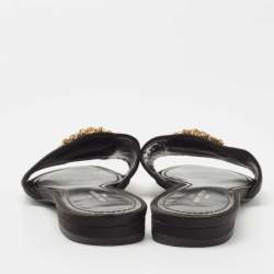 Pre Owned Louis Vuitton Black Satin Madeleine Flat Slides Size 36 