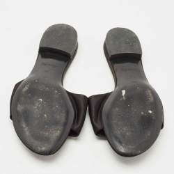 Pre Owned Louis Vuitton Black Satin Madeleine Flat Slides Size 36 