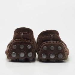 Pre Owned Louis Vuitton Brown Suede Oxford Ballet Flats Size 39.5 