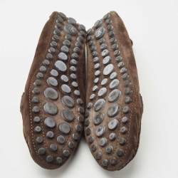 Pre Owned Louis Vuitton Brown Suede Oxford Ballet Flats Size 39.5 