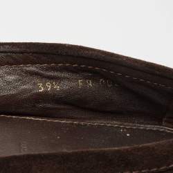 Pre Owned Louis Vuitton Brown Suede Oxford Ballet Flats Size 39.5 