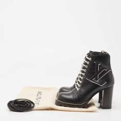Pre Owned Louis Vuitton Black Leather Star Trail Ankle Boots Size 37
