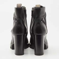 Pre Owned Louis Vuitton Black Leather Star Trail Ankle Boots Size 37