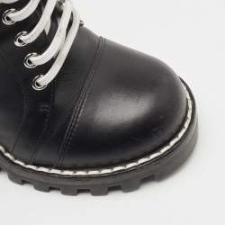 Pre Owned Louis Vuitton Black Leather Star Trail Ankle Boots Size 37