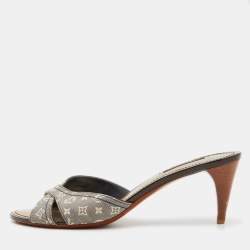 Louis Vuitton Two Tone Monogram Canvas Mini Lin Kiss Me Slide Sandals Size 39.5