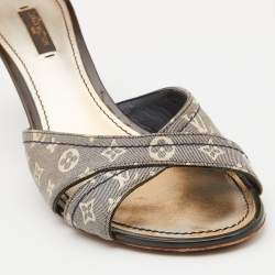 Louis Vuitton Two Tone Monogram Canvas Mini Lin Kiss Me Slide Sandals Size 39.5