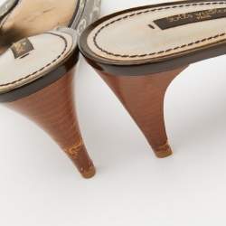 Louis Vuitton Two Tone Monogram Canvas Mini Lin Kiss Me Slide Sandals Size 39.5