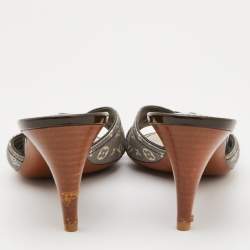 Louis Vuitton Two Tone Monogram Canvas Mini Lin Kiss Me Slide Sandals Size 39.5