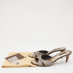 Louis Vuitton Two Tone Monogram Canvas Mini Lin Kiss Me Slide Sandals Size 39.5