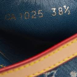 Louis Vuitton Blue/Beige Monogram Denim Espadrille Wedge Mules Size 38.5