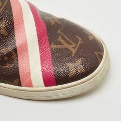 Louis Vuitton Brown/Pink Monogram Canvas And Leather Frontrow Slip On Sneakers Size 36