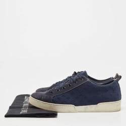 Louis Vuitton Dark Blue Suede And Monogram Fabric Low Top Sneakers Size 39