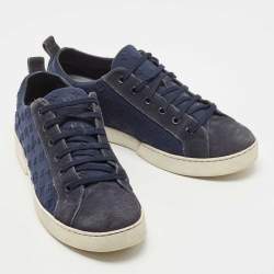 Louis Vuitton Dark Blue Suede And Monogram Fabric Low Top Sneakers Size 39