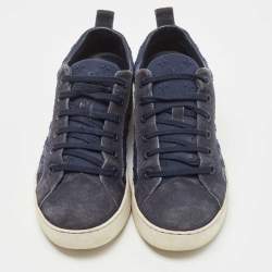 Louis Vuitton Dark Blue Suede And Monogram Fabric Low Top Sneakers Size 39