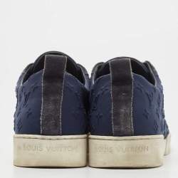 Louis Vuitton Dark Blue Suede And Monogram Fabric Low Top Sneakers Size 39