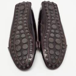 Pre Owned Louis Vuitton Burgundy Patent Leather Oxford Slip On Loafers Size 41