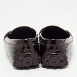 Pre Owned Louis Vuitton Burgundy Patent Leather Oxford Slip On Loafers Size 41