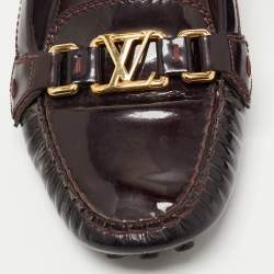 Pre Owned Louis Vuitton Burgundy Patent Leather Oxford Slip On Loafers Size 41