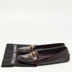 Pre Owned Louis Vuitton Burgundy Patent Leather Oxford Slip On Loafers Size 41