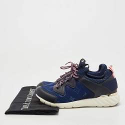 Louis Vuitton Blue/Black Monogram Mesh and Leather Aftergame Sneakers Size 36