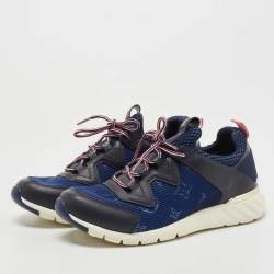 Louis Vuitton Blue/Black Monogram Mesh and Leather Aftergame Sneakers Size 36